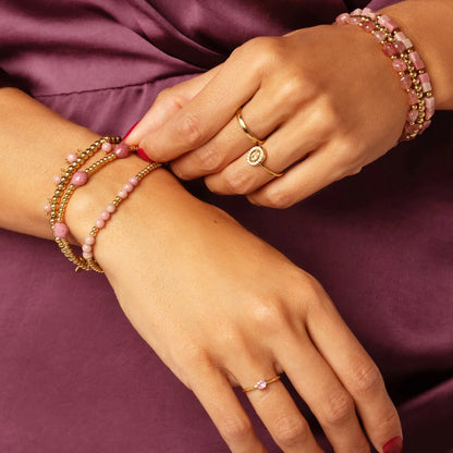 Armband met organische vormen-Aardbeienkwarts