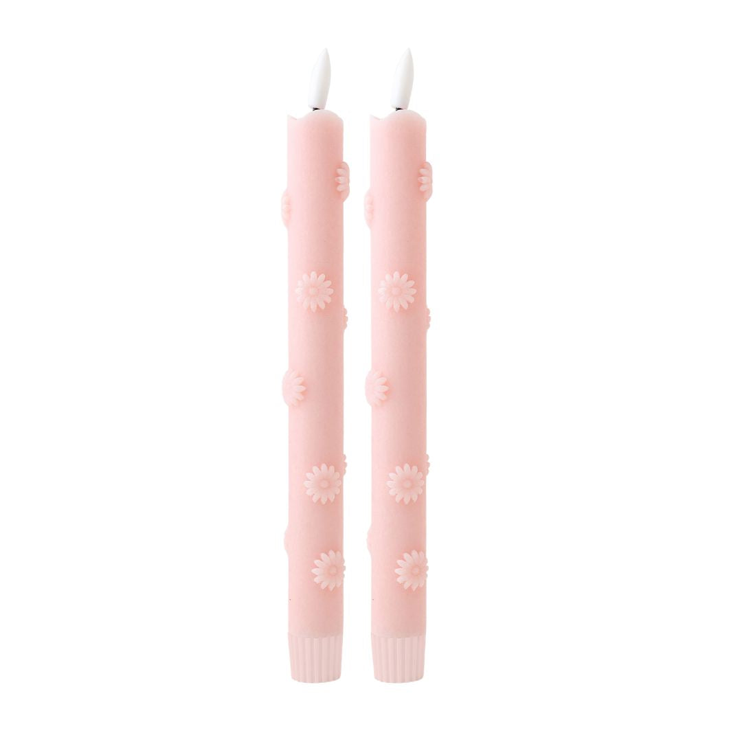 LED Pillar Candle 3D Floral Pink RC-set van 2