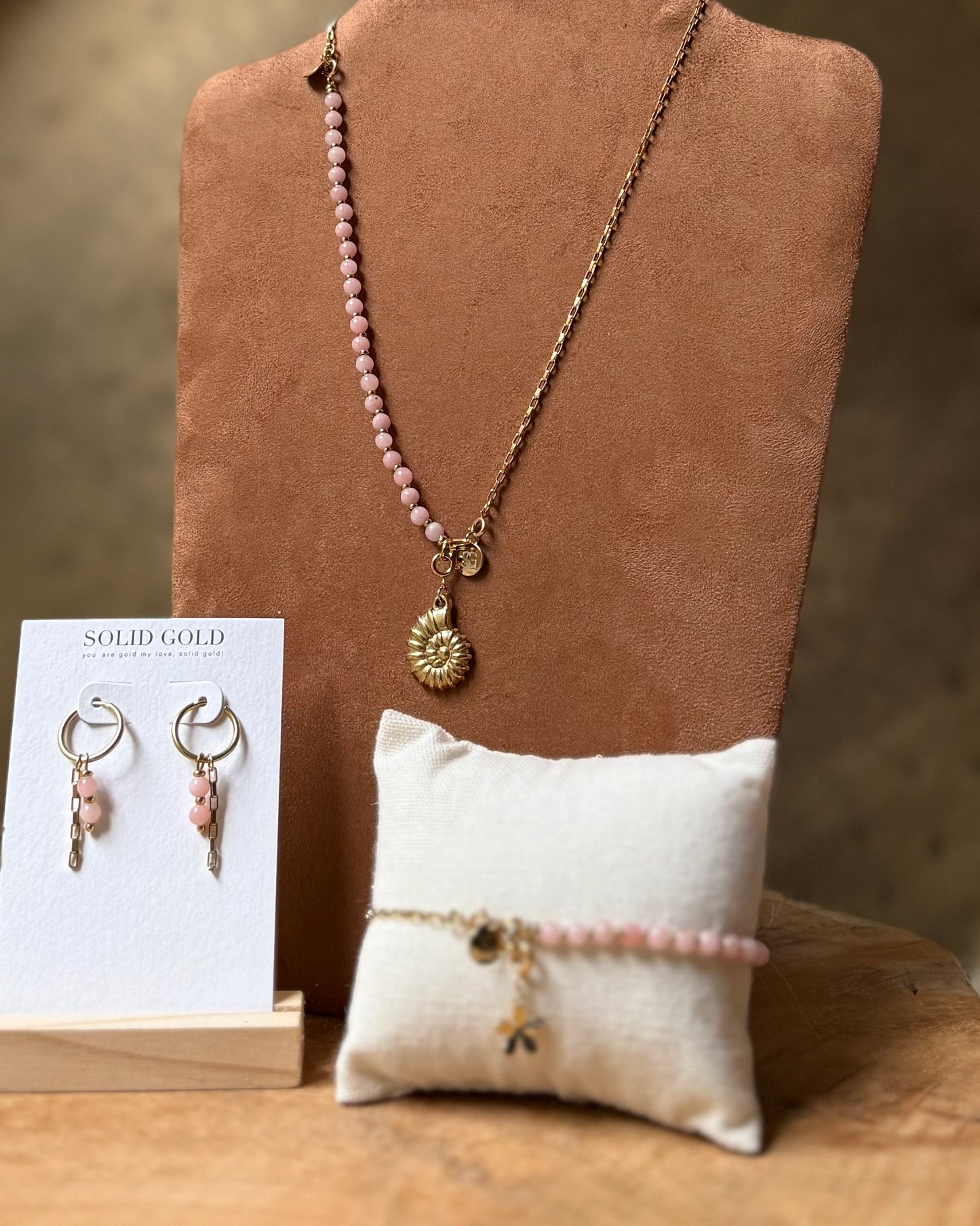 Edelsteen tussenstuk ketting Solid Gold