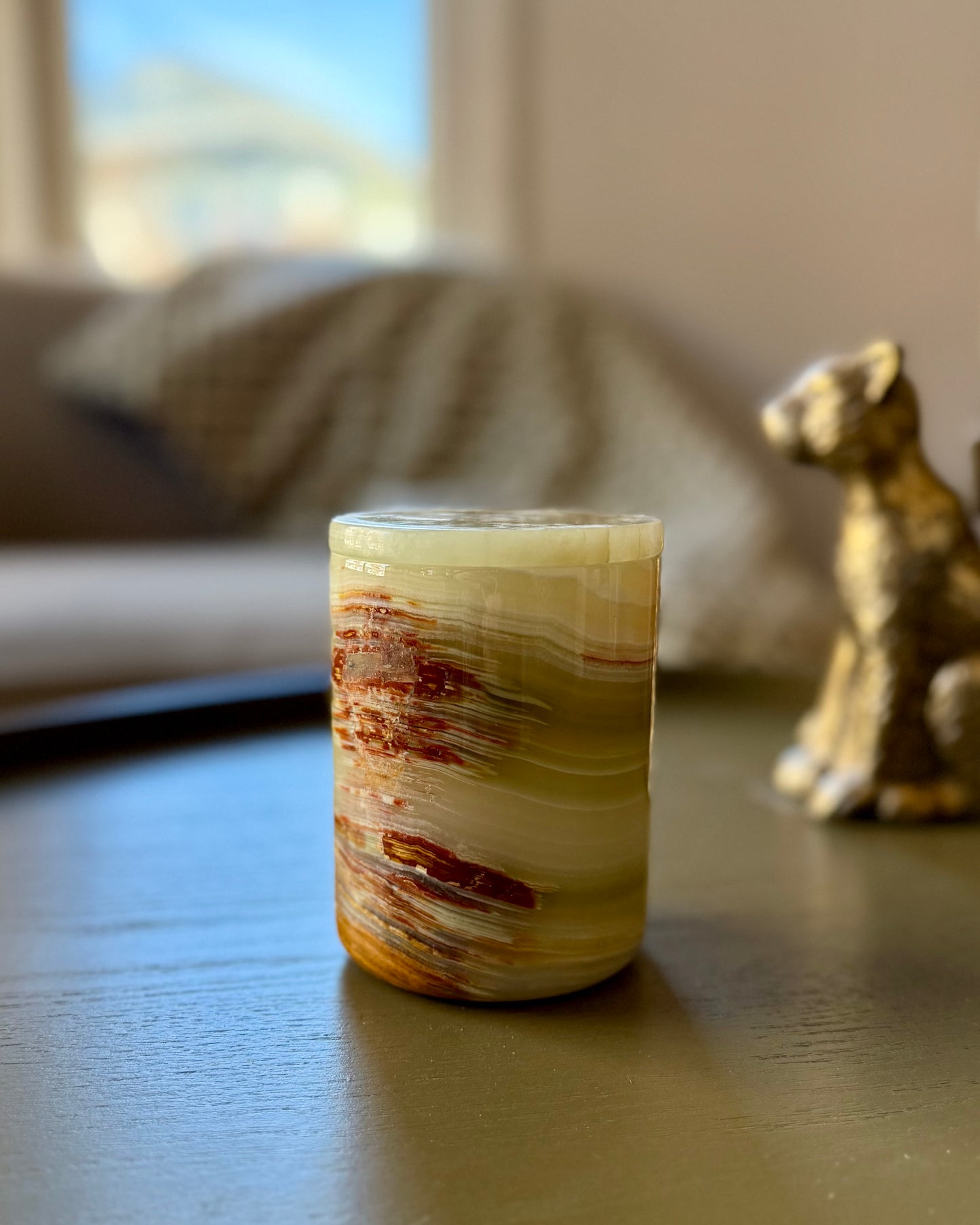 Luxe Onyx kaarshouder met deksel - groen