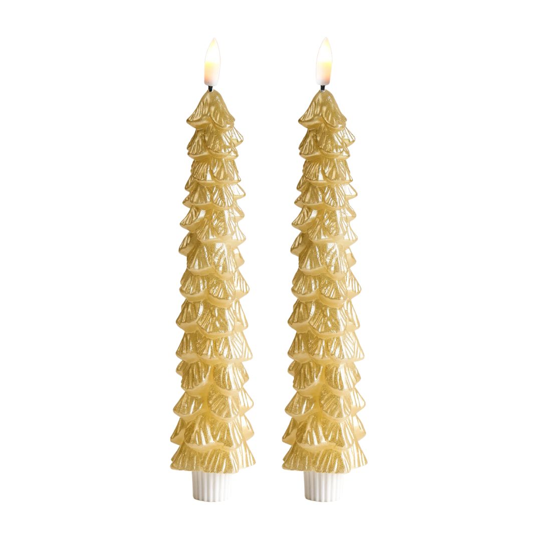 LED Kerstboomkaars Goud -set van 2