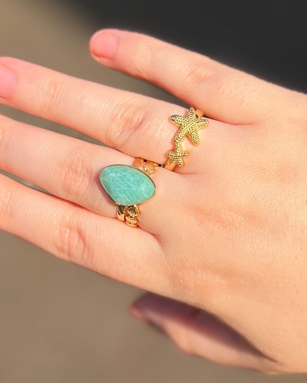 Amazoniet freeform ring goud