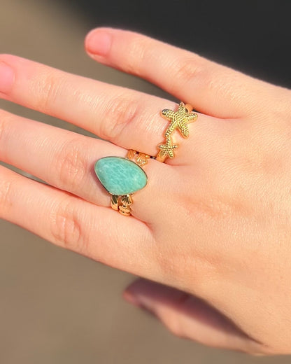 Amazoniet freeform ring goud