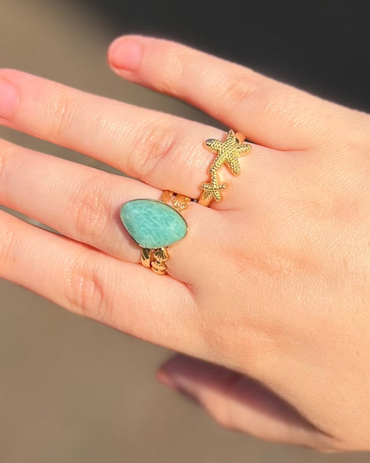 Amazoniet freeform ring goud