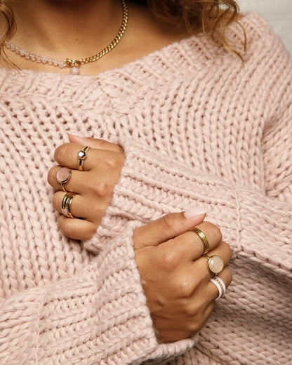Rozekwarts ring rond goud