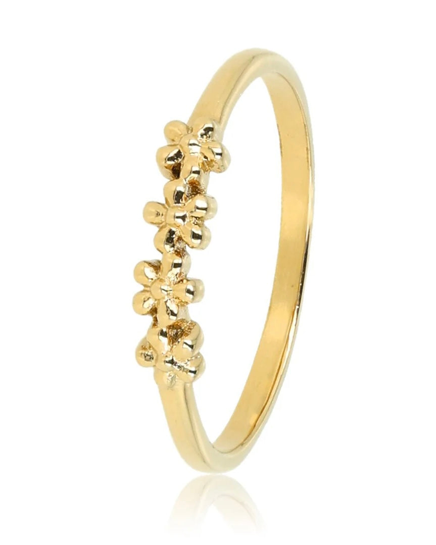 Bloemetjes ring goud