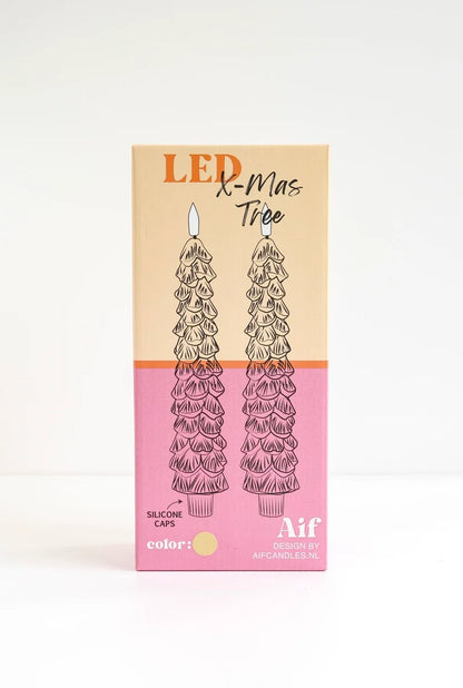 LED Kerstboomkaars Goud -set van 2