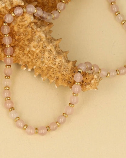 Rozekwarts ketting goud