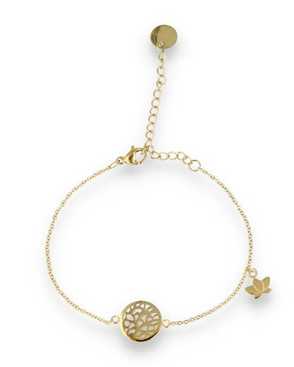 Verstelbare Gouden Armband met Lotusbloem Bedel