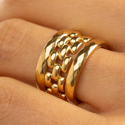 Gevlochten ring goud
