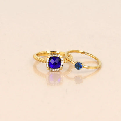 Fijne ring met kleine Zirkonia steen kobalt blauw