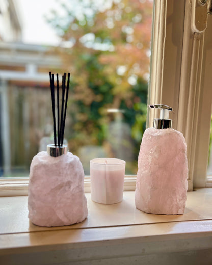 Combi-aanbieding:  Rozekwarts zeeppomp en Aroma diffuser