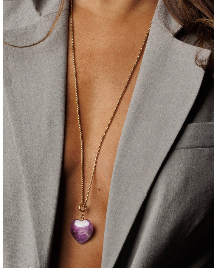Amethist lange box ketting