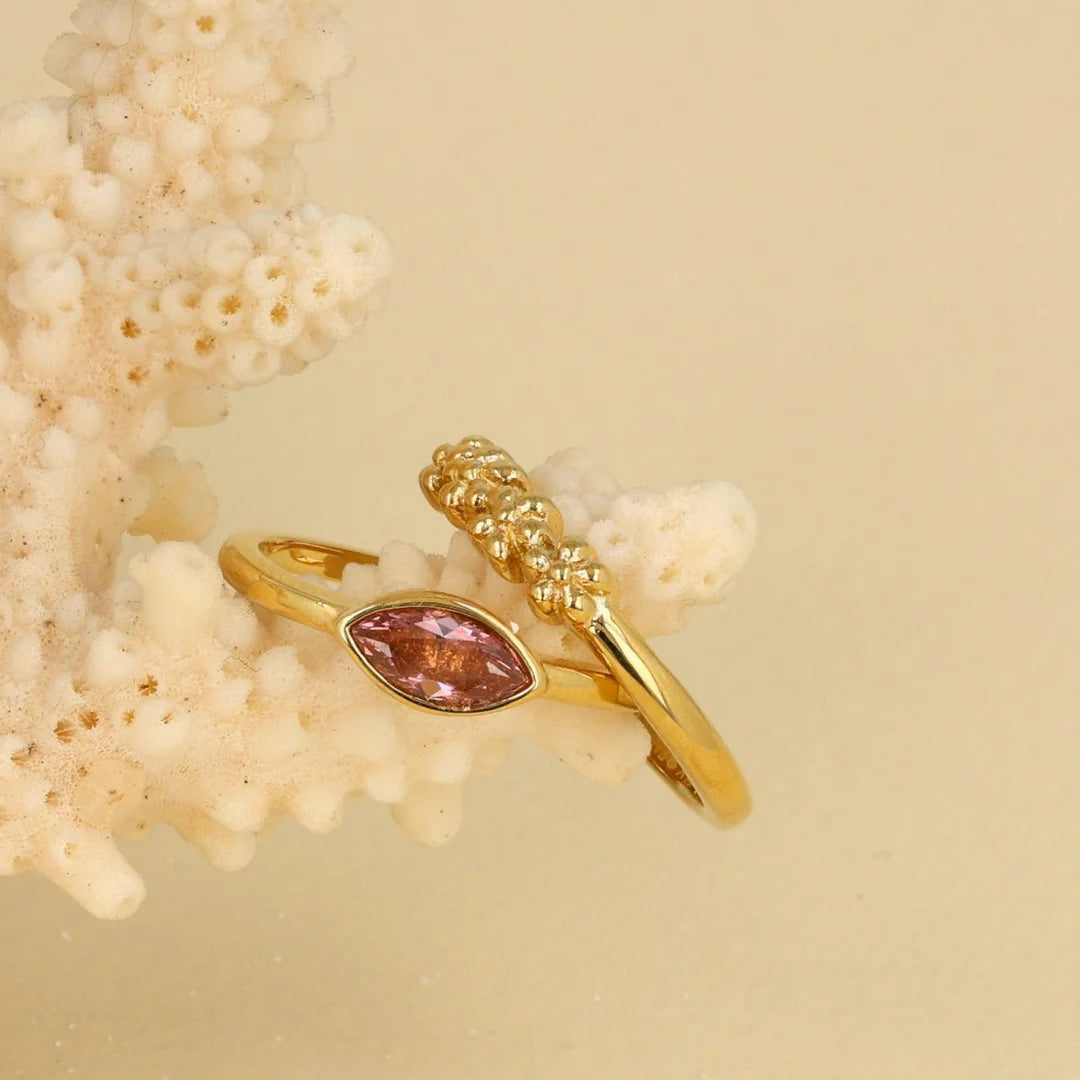 Bloemetjes ring goud