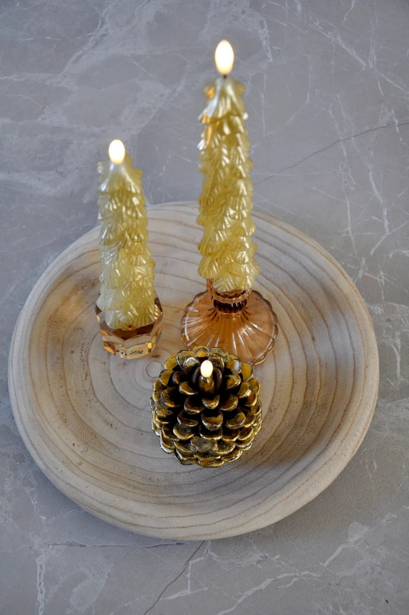 LED Kerstboomkaars Goud -set van 2