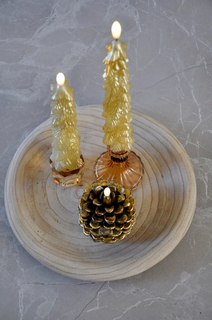 LED Kerstboomkaars Goud -set van 2