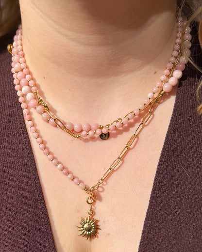 Solana ketting short Roze Opaal