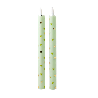 LED Pillar Candle Hearts green-set van 2