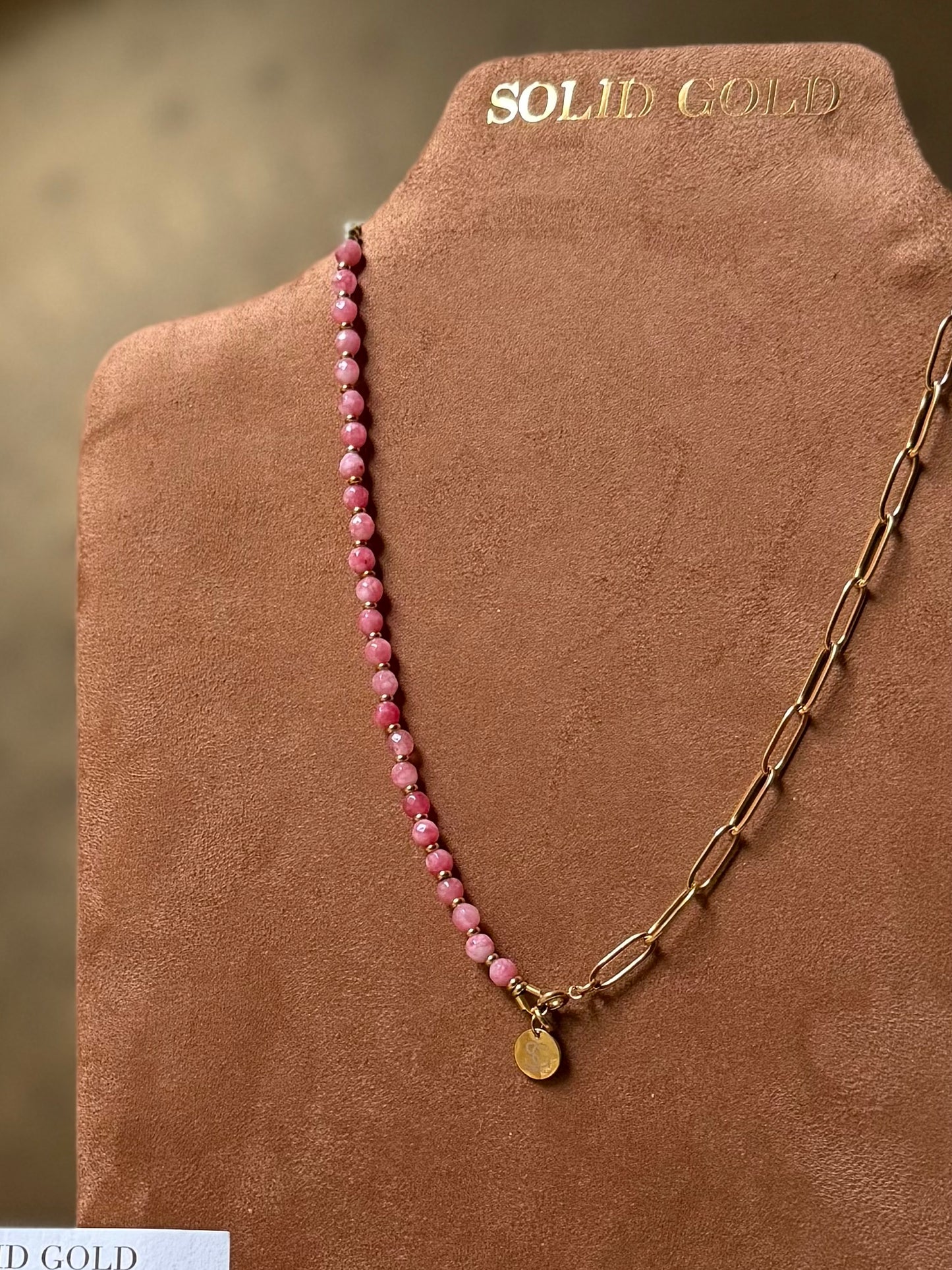 Edelsteen tussenstuk ketting Solid Gold