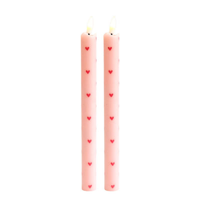LED Pillar Candle Hearts Pink RC-set van 2