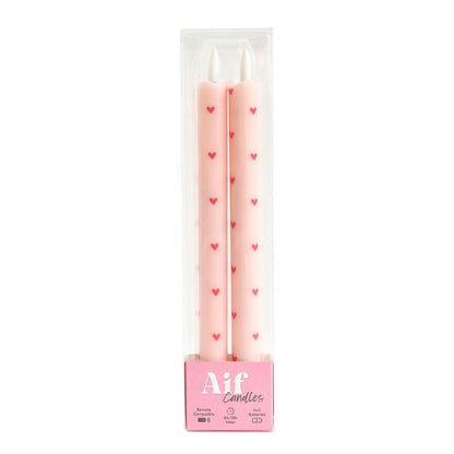 LED Pillar Candle Hearts Pink RC-set van 2