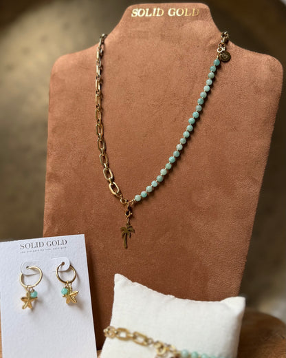 Edelsteen tussenstuk ketting Solid Gold