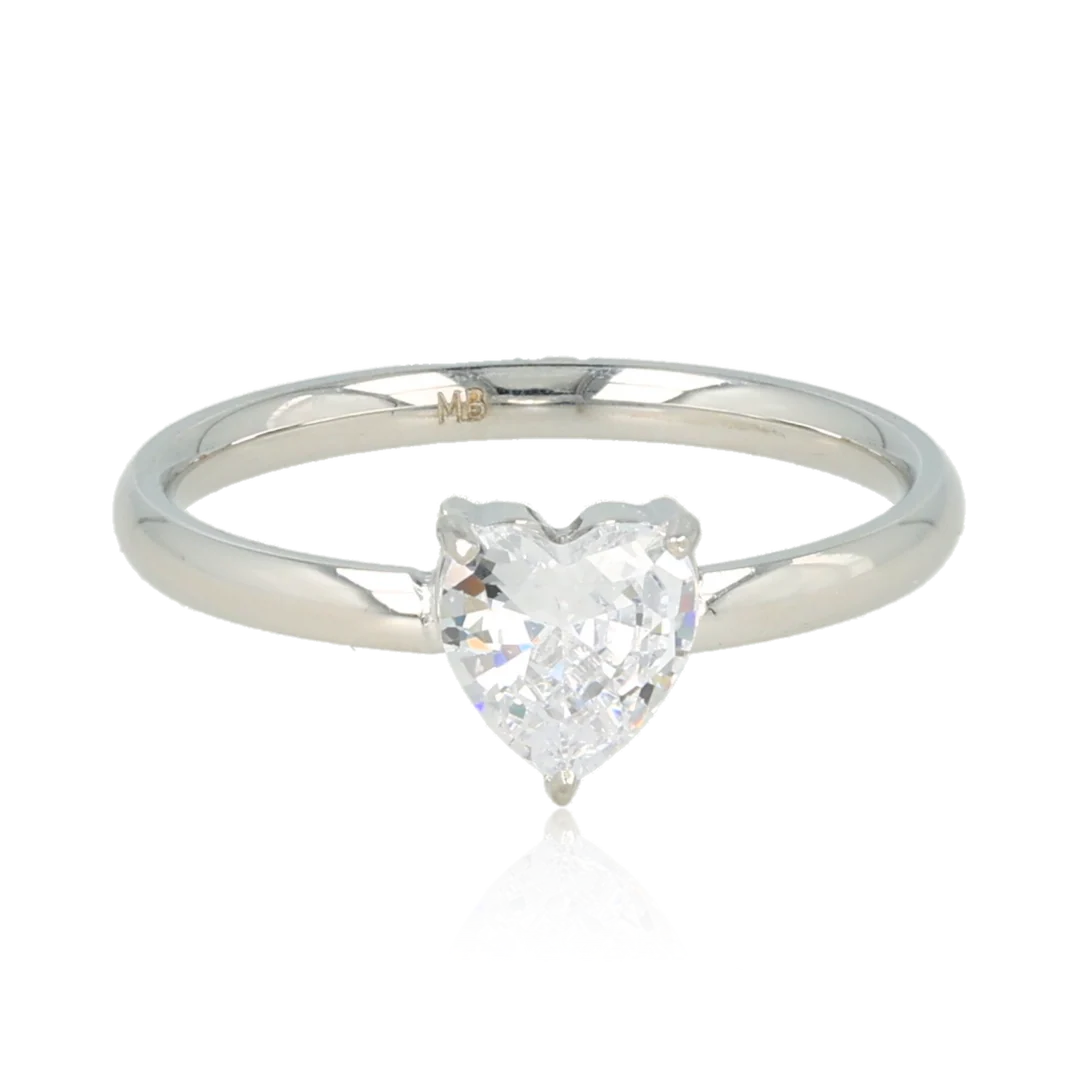 Hartjes ring van Zirkonia zilver