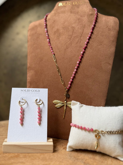 Isha oorbellen Roze Chalcedoon
