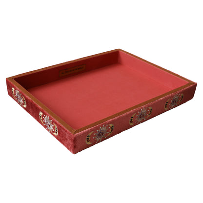 Grote Geborduurde Vierkante Fluwelen Display Tray - Zon en Maan