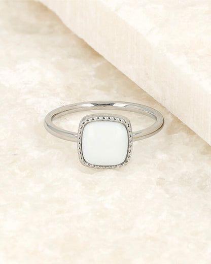 Witte Aventurijn zegelring goud/zilver