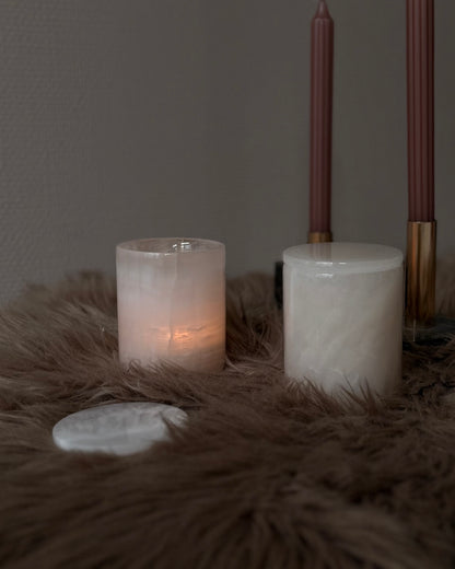 Luxe Onyx kaarshouder met deksel - lichtroze