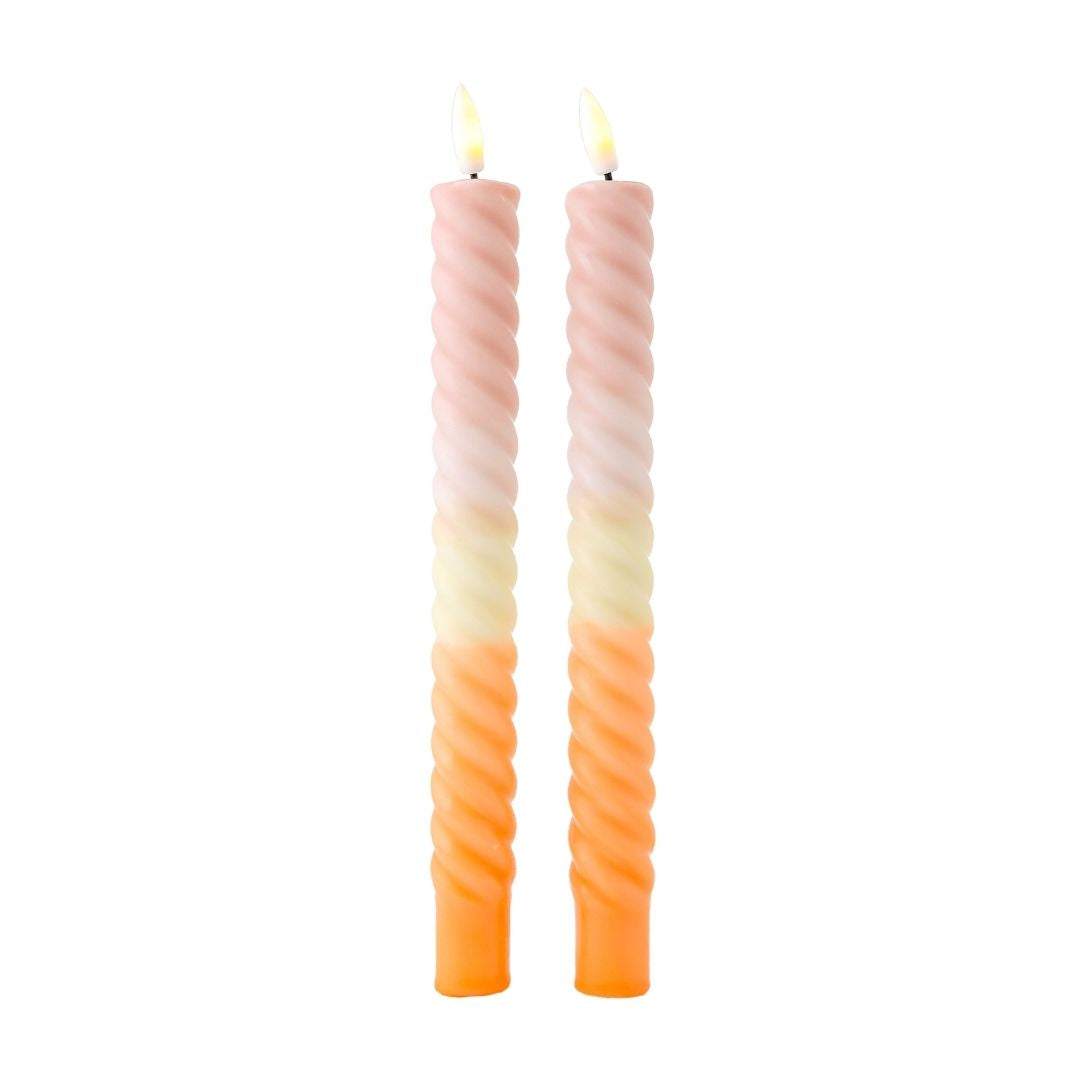 LED Swirl Candle Dusty Orange-set van 2