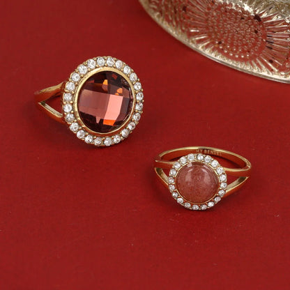 Ruby Wine ring met glassteen & Zirkonia