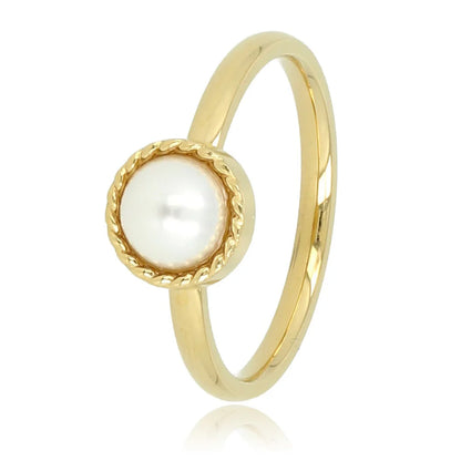 Parel ring met parel en getwist randje