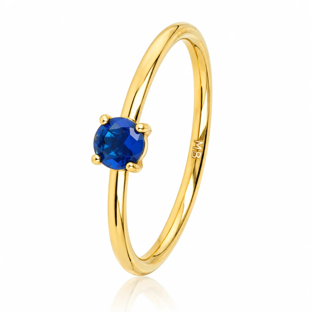 Fijne ring met kleine Zirkonia steen kobalt blauw