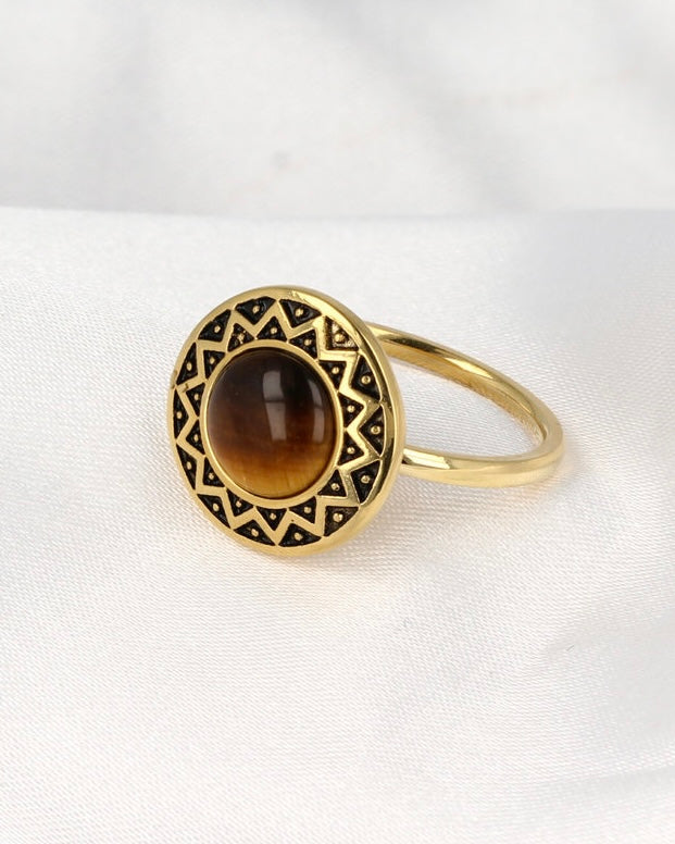 Tijgeroog ring goud