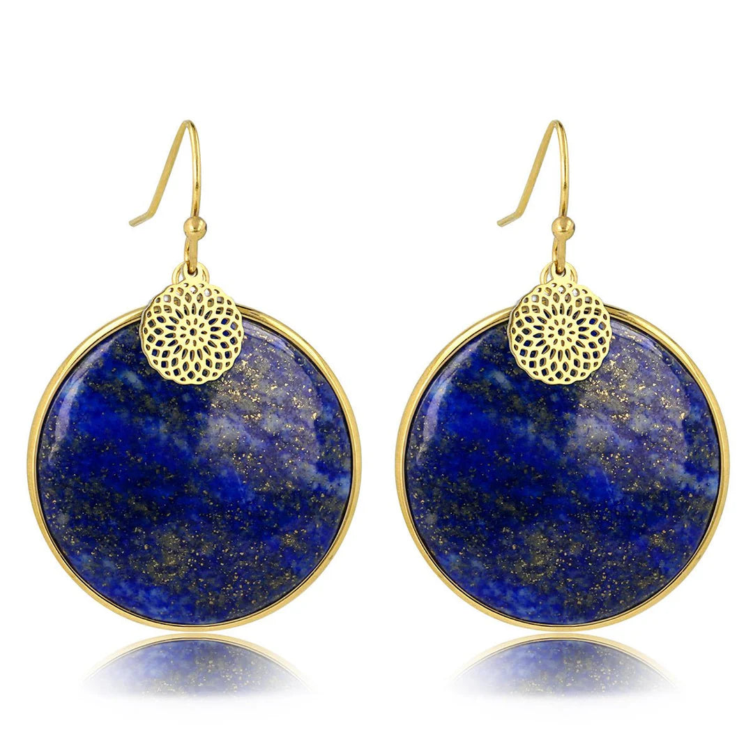 Lapis Lazuli oorbellen met bloem
