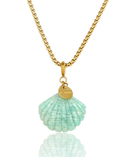 Amazoniet schelp ketting