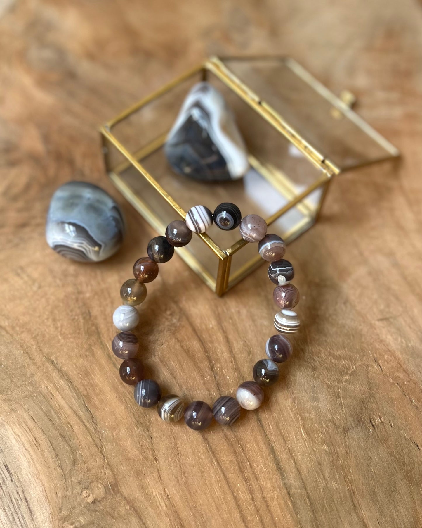 Botswana agaat heren kralenarmband 10 mm