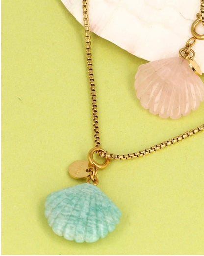 Amazoniet schelp ketting