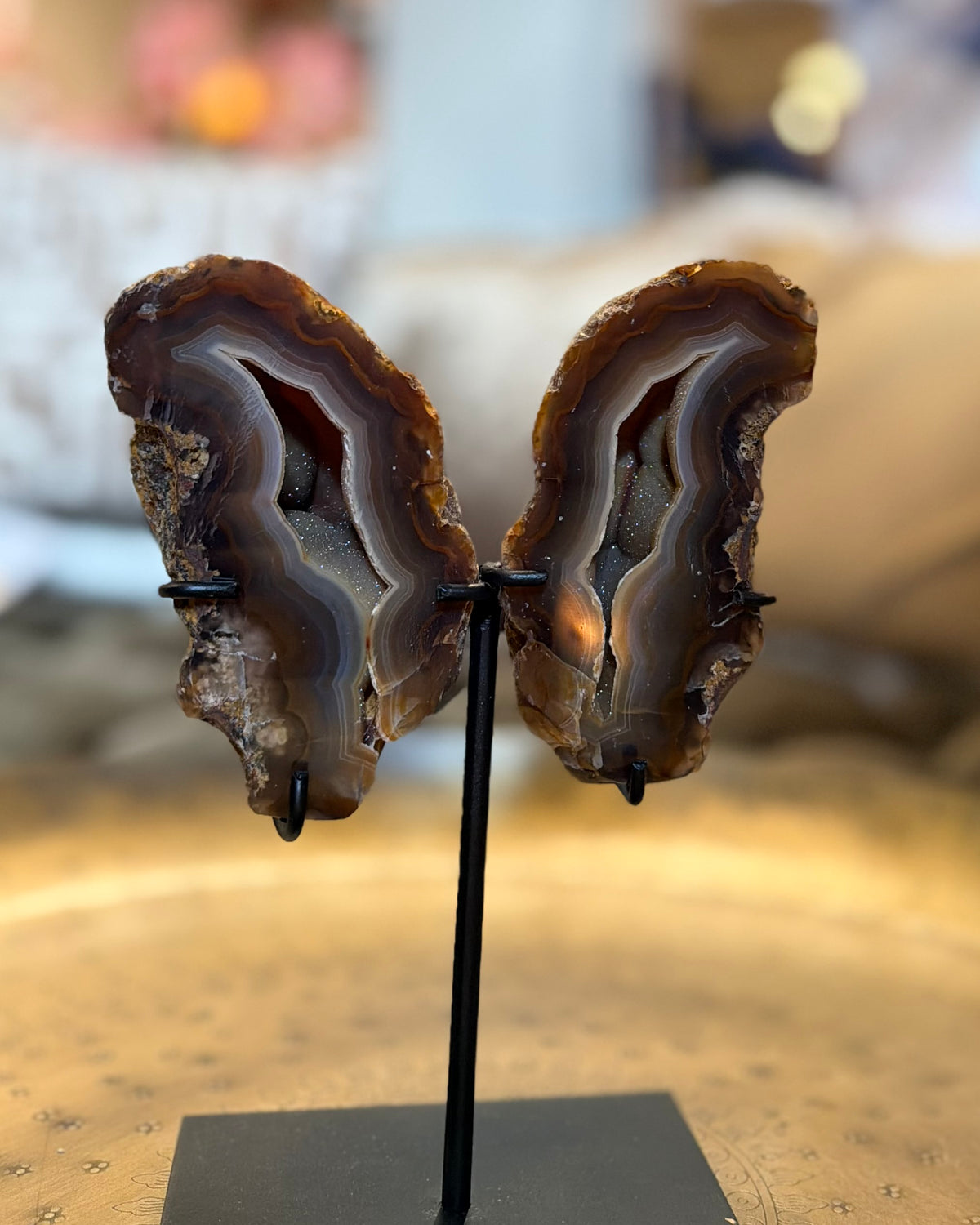 Agaat geode paar vlinder