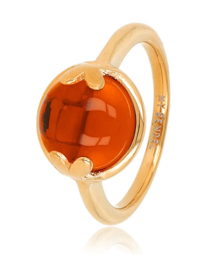 Amber ring ronde glassteen