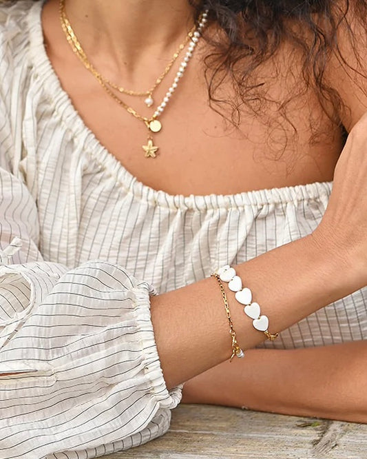 Tussenstuk armband schelp hartjes