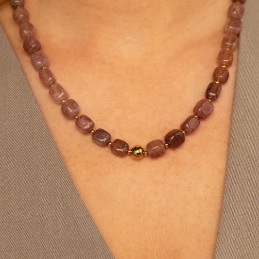 Bold ketting met Aardbeienkwarts