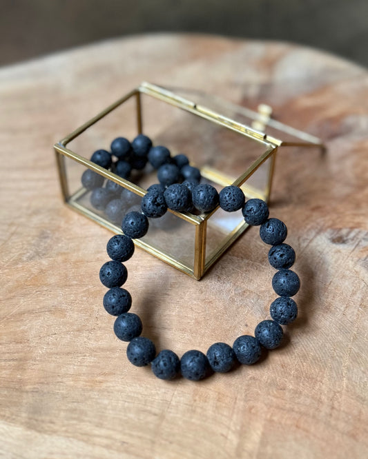 Lavasteen heren kralenarmband 10 mm