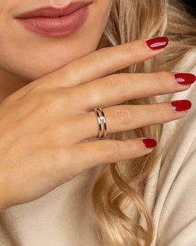 Dubbele ring met Zirkonia