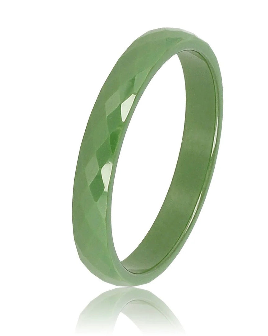 Keramiek ring facet geslepen Groen
