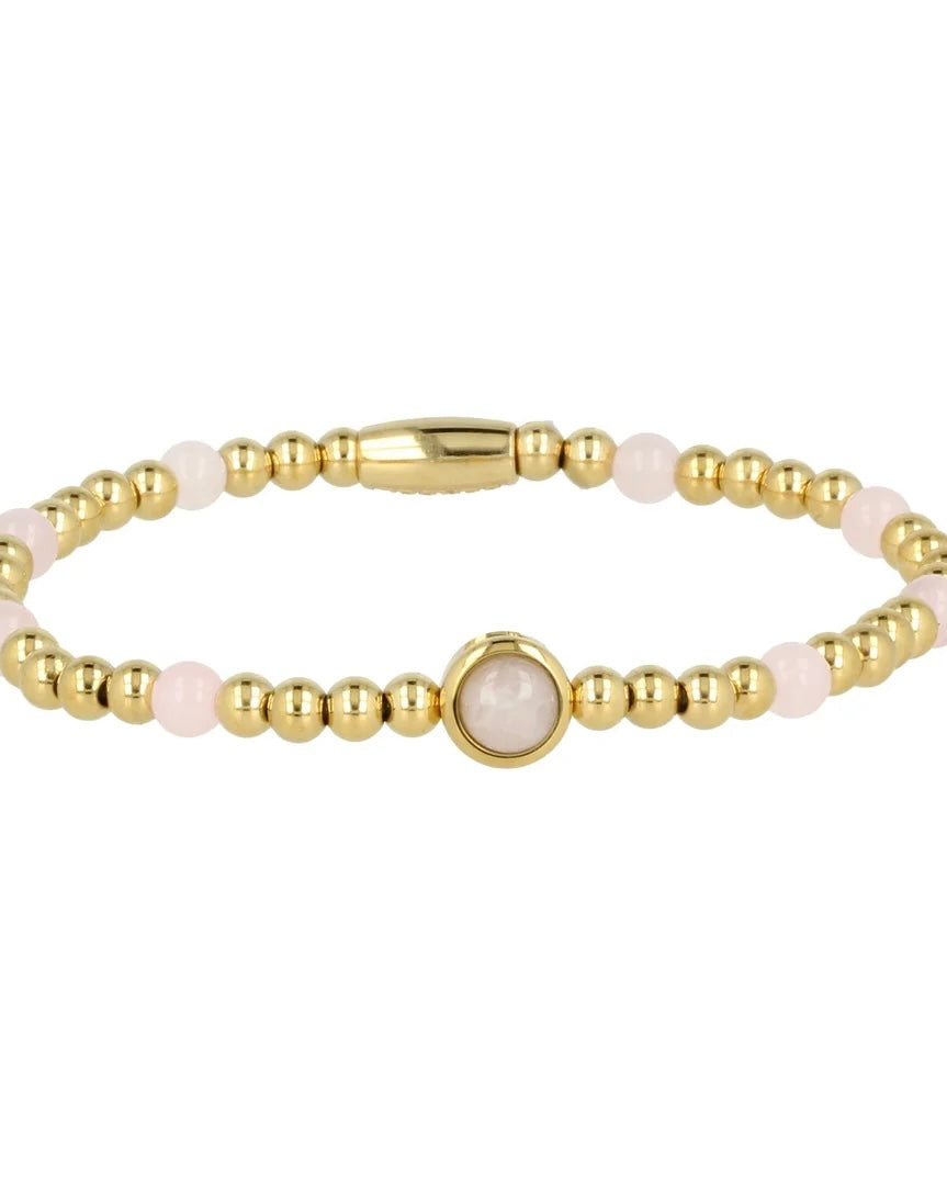 Gouden armband met Rozekwarts edelsteen
