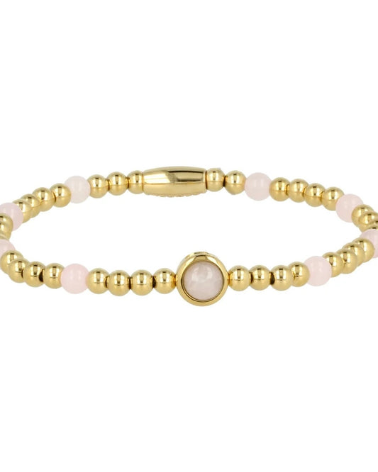 Gouden armband met Rozekwarts edelsteen