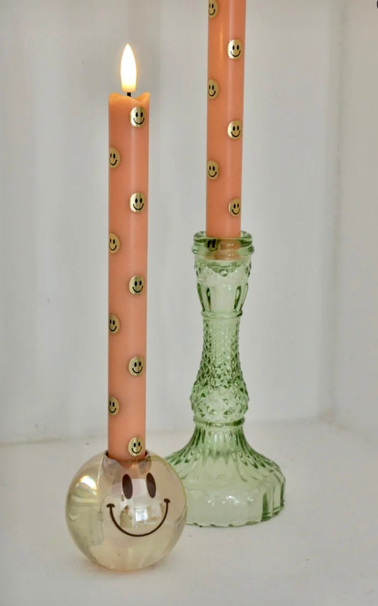 LED Pillar Candle Happy Orange-set van 2